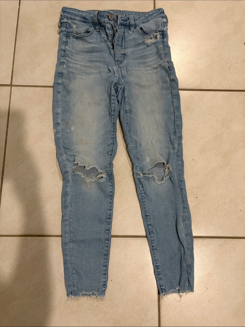 American Eagle Outfitters Light Blue Distressed Jeggings